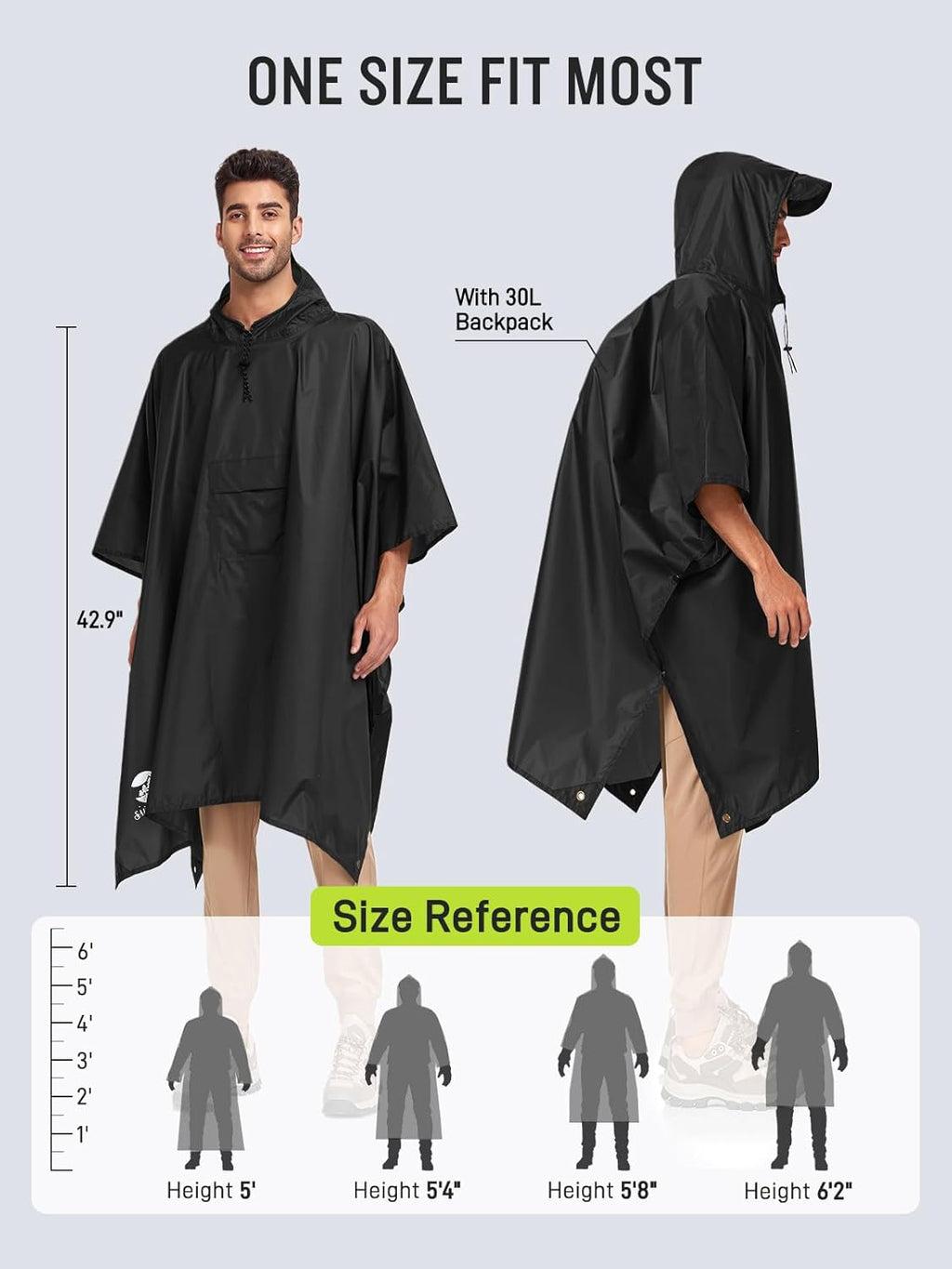 Impermeable Capucha Capa Poncho MJ075