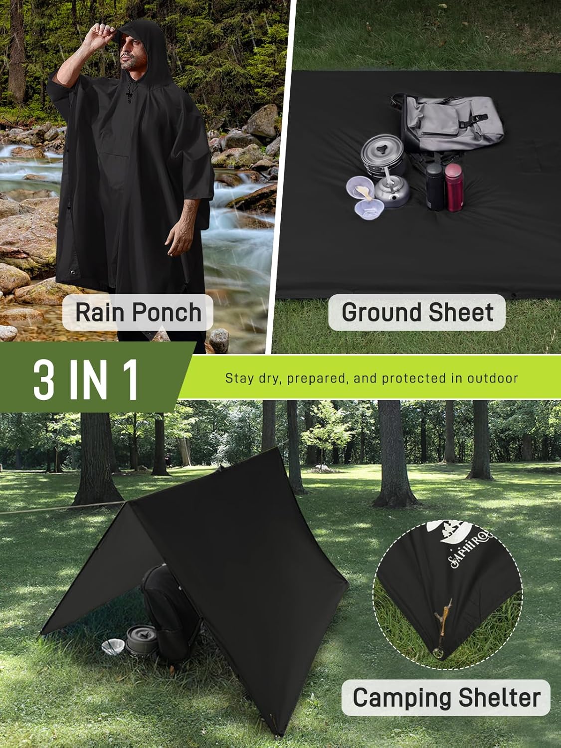 Impermeable Capucha Capa Poncho MJ075