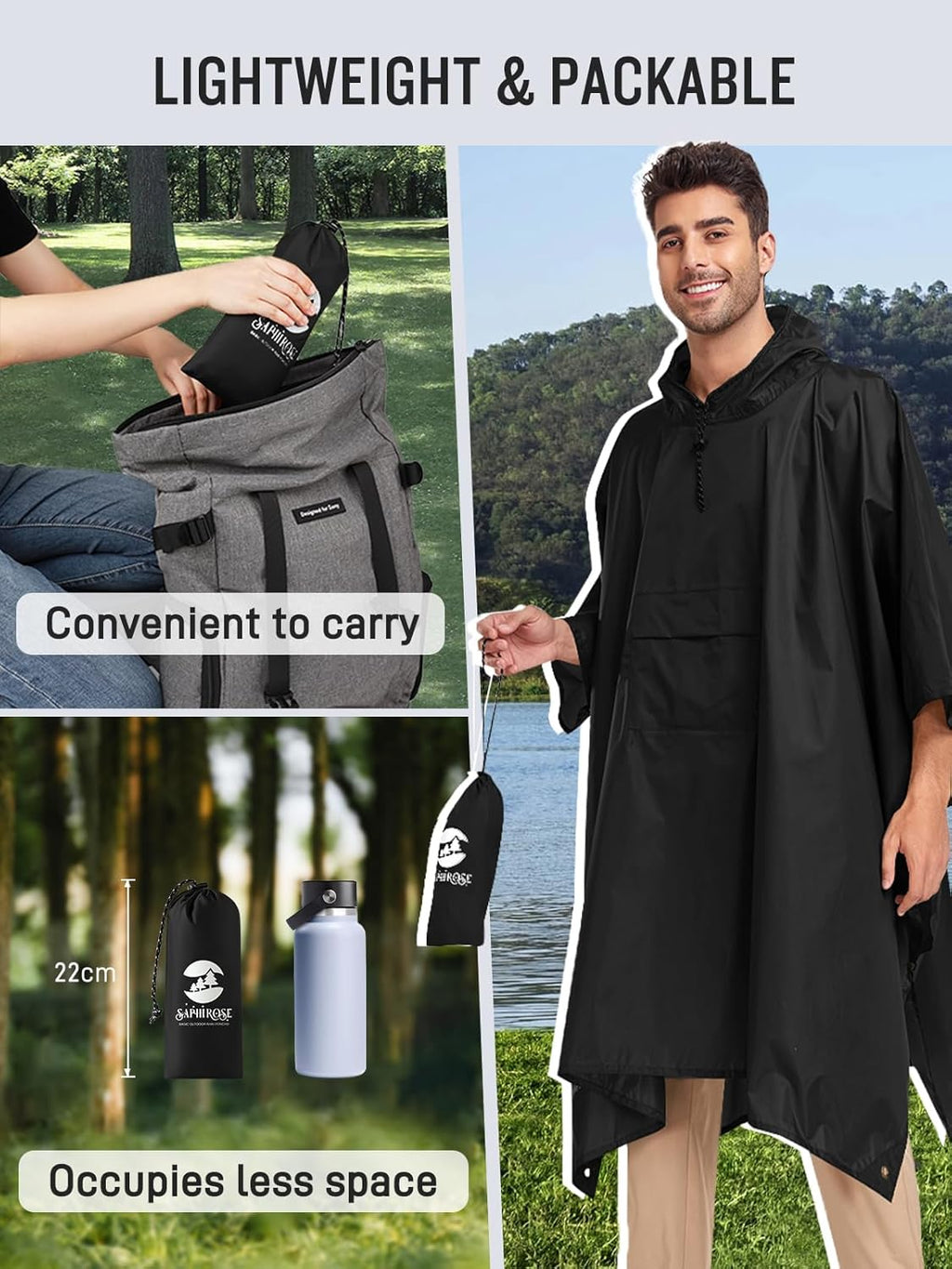 Impermeable Capucha Capa Poncho MJ075