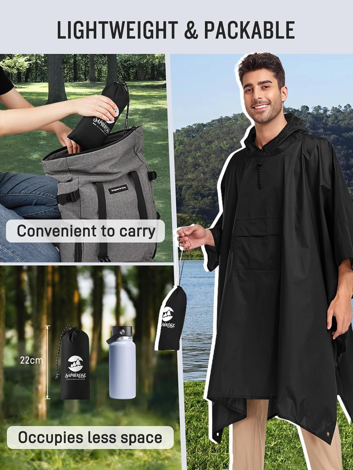 Impermeable Capucha Capa Poncho MJ075